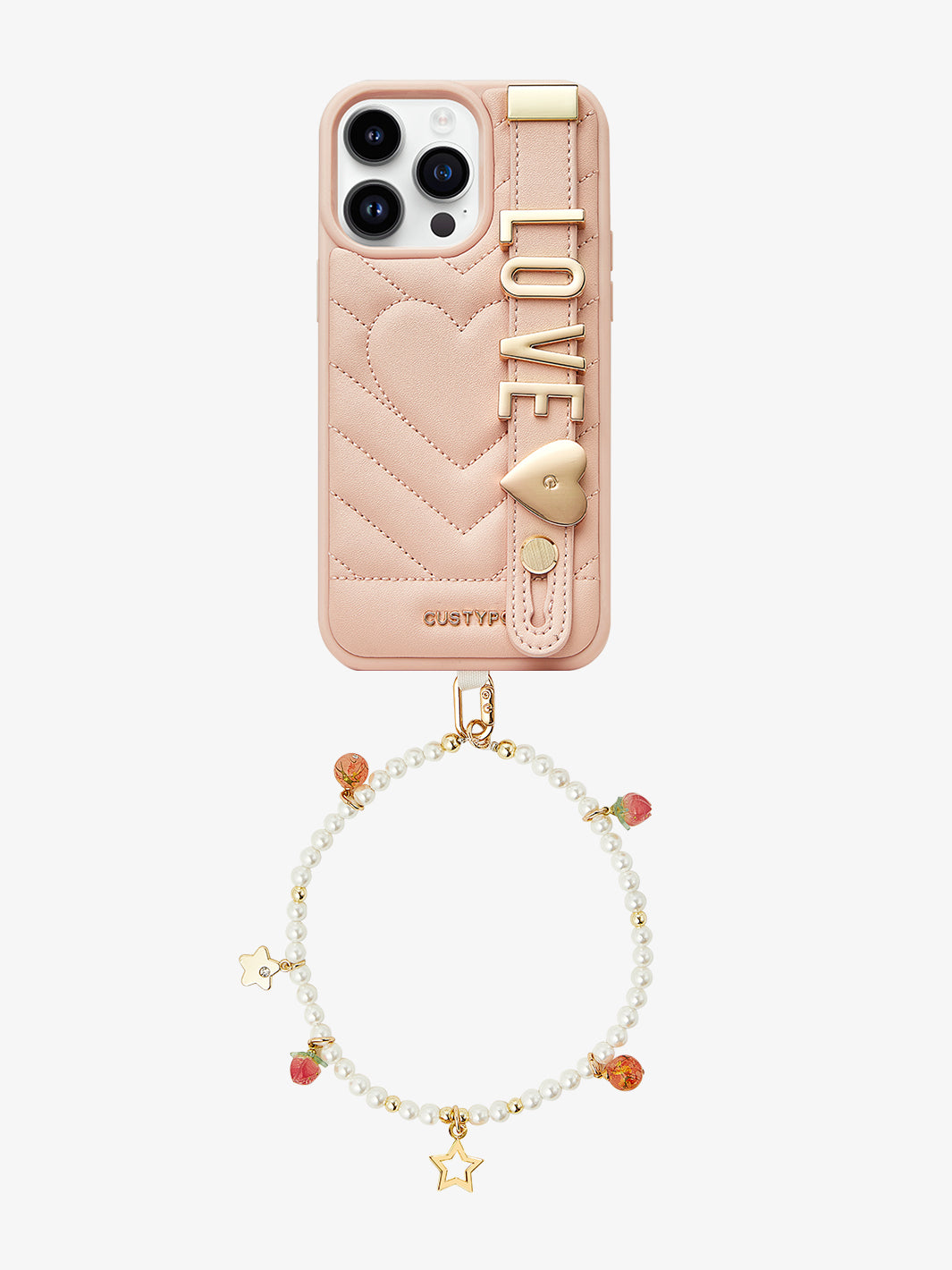 Custype phone case pearl chain wrist strap