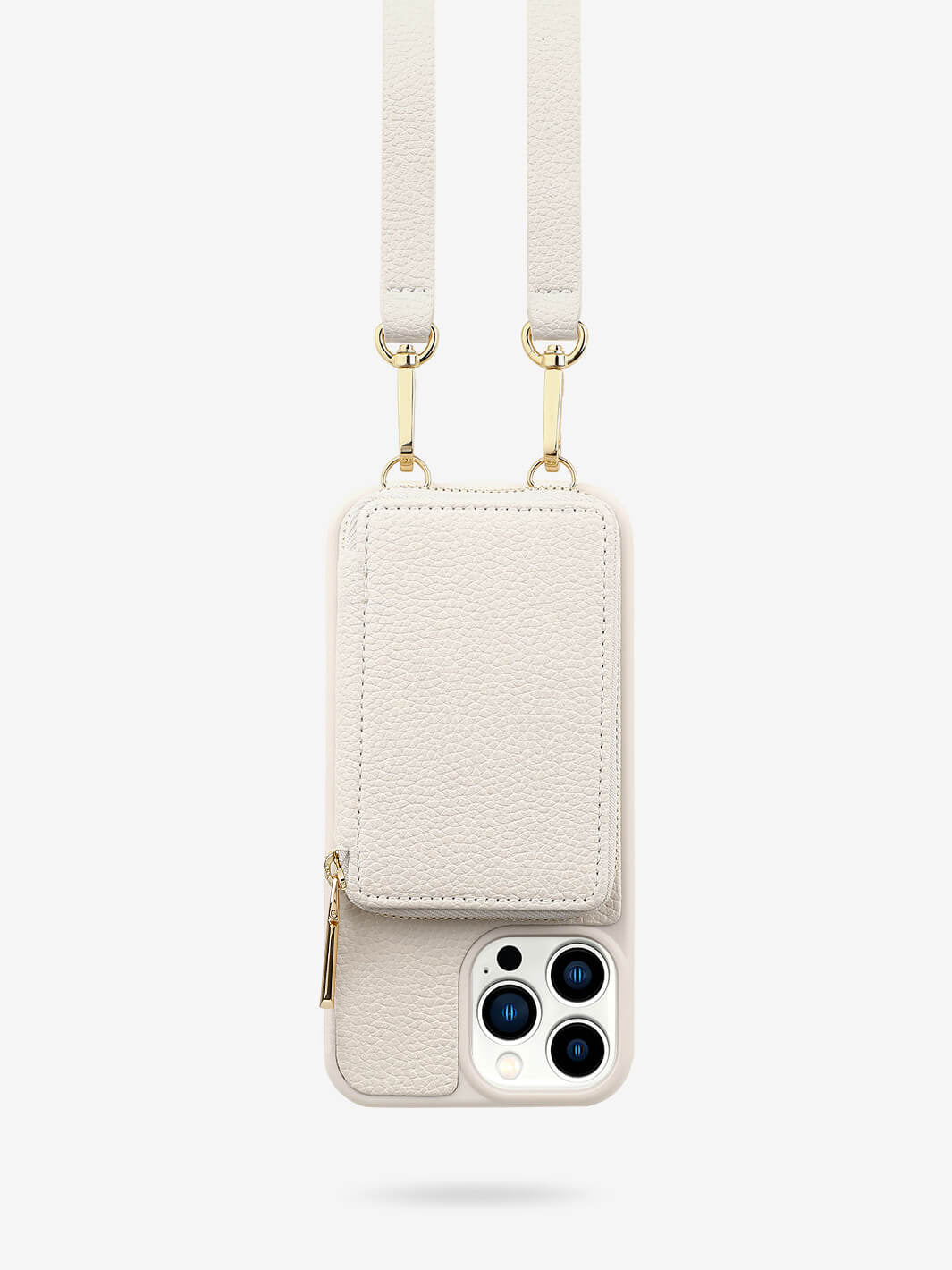 Lychee Crossbody iPhone Cover Case Phone Pouch White