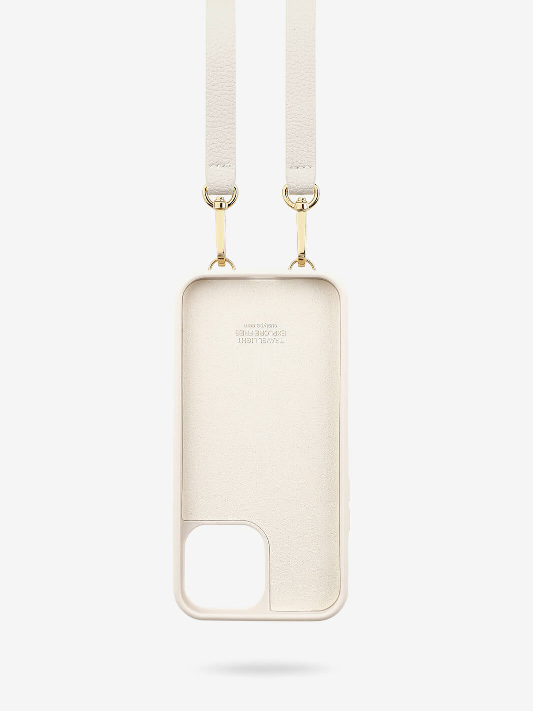 Lychee Crossbody iPhone Cover Case Phone Pouch Beige