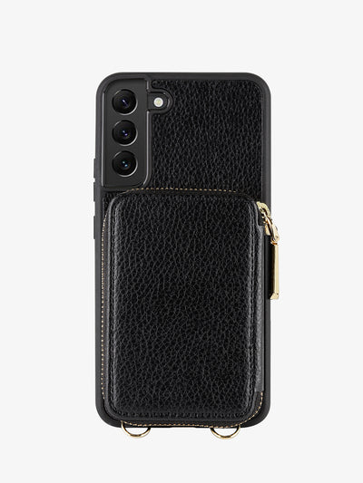 Custype samsung galaxy s22 plus wallet phone case with strap in black phone cover