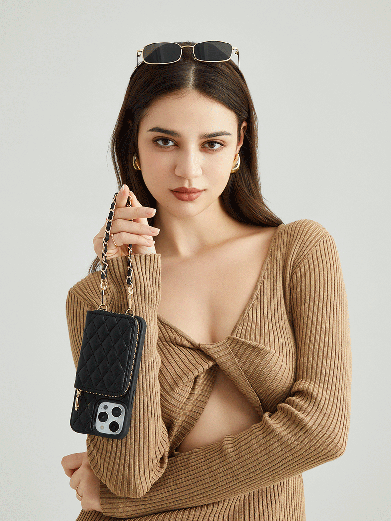 Custype LuxeCharm- Argyle Phone Case with Adjustable Chain Strap