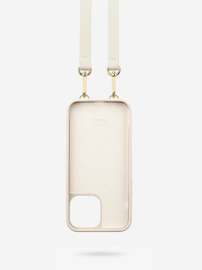 Custype wallet iPhone case with crossbody strap in beige 