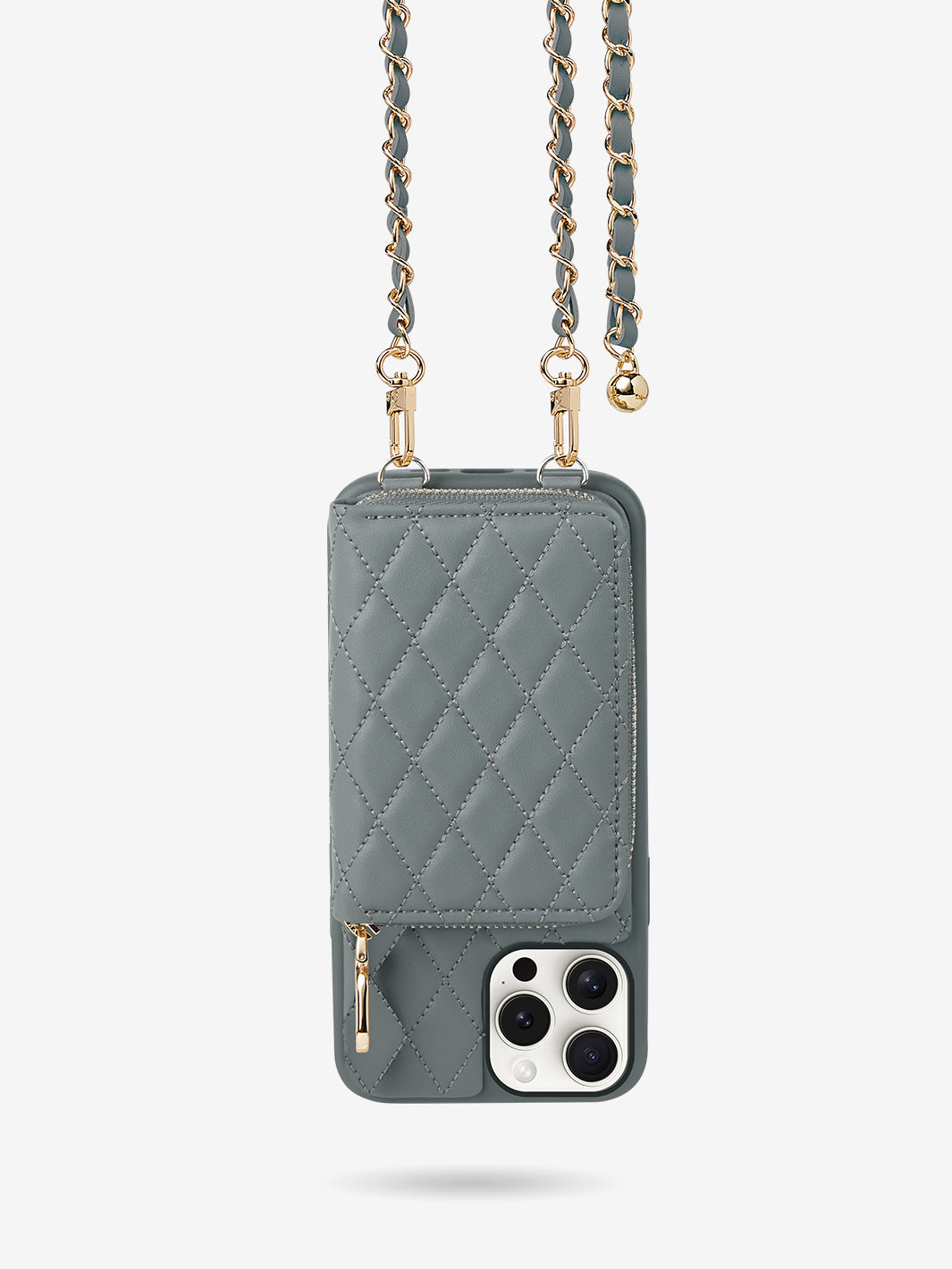 LuxeCharm- Argyle Phone Case with Chain Strap with Wrist band for iphone 15