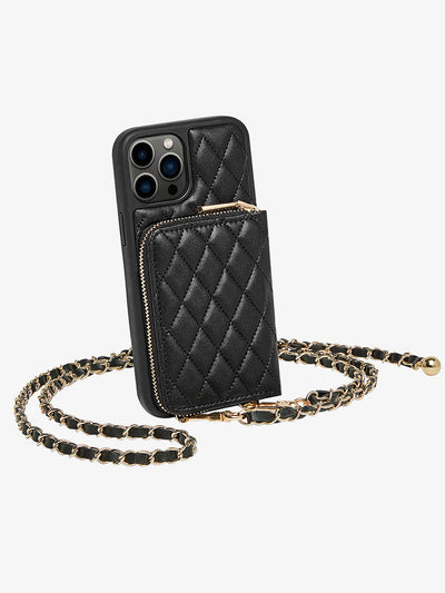 LuxeCharm- Argyle Phone Case with Chain Strap with Wrist band