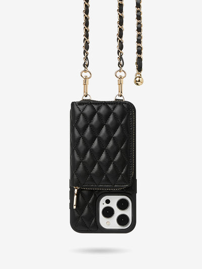 LuxeCharm- Argyle Phone Case with Chain Strap with Wrist band for iphone 15