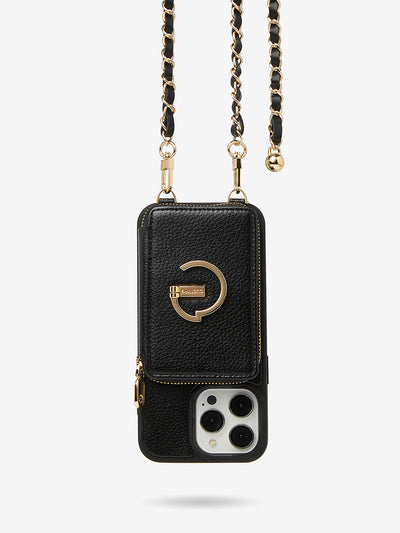 LuxeCharm- Lychee Phone Case with Adjustble Chain Strap