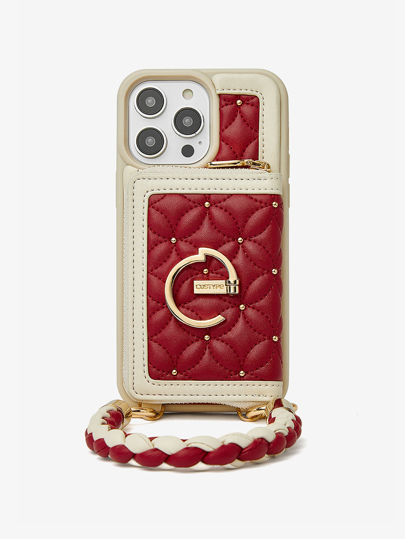 Custype bloom stitching wallet phone case with kickstand