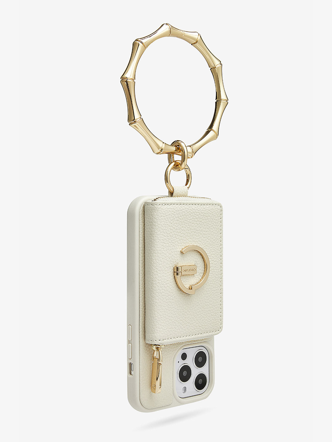 Custype wallet iphone case with kickstand in beige 1