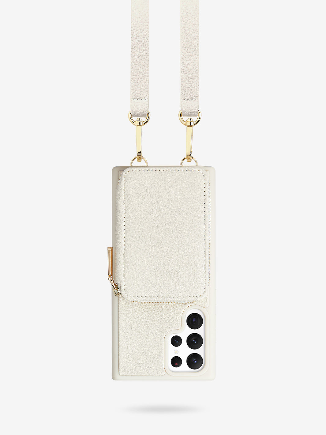 Custype samsung galaxy s23 ultra wallet phone case with strap in beige