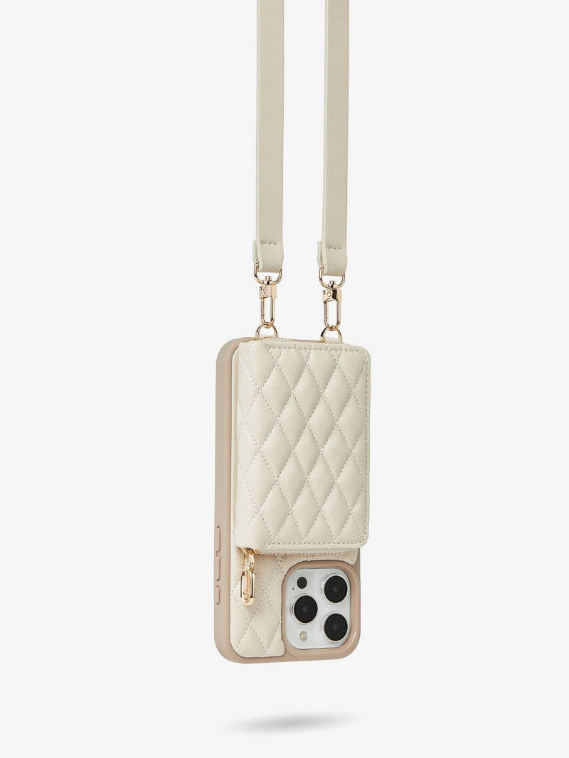 Custype wallet iPhone case with crossbody strap in beige