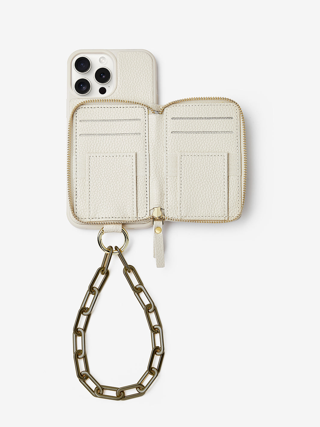 Custype Wallet iPhone Case with Wristband in Beige