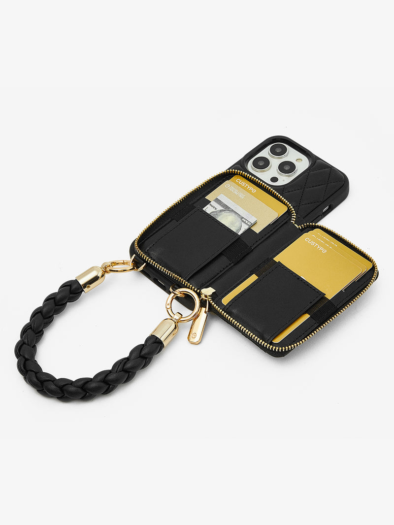 Custype wallet phone case with wrist strap iPhone cover