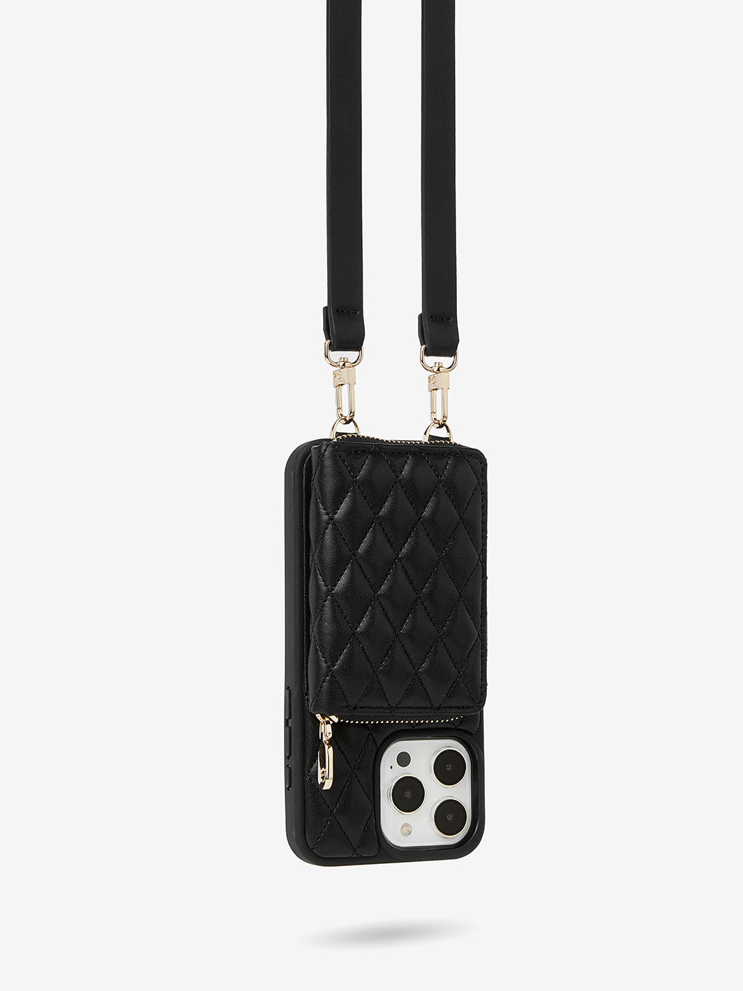 Custype wallet phone case with small pouch with crossbody strap in black phone cover