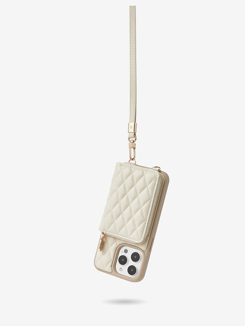Custype wallet iPhone case with crossbody strap in beige