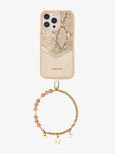 Custype phone case crystal stone chain wrist strap