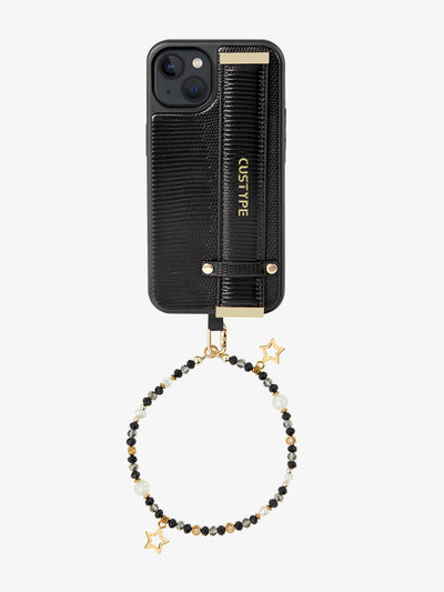 Custype phone case black stone chain wrist strap