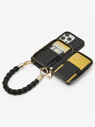 Custype wallet phone case with wrist strap kickstand iPhone 14 pro max cover