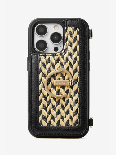 Custype Flip Woven Splice Phone Case with ring holder 13 pro max