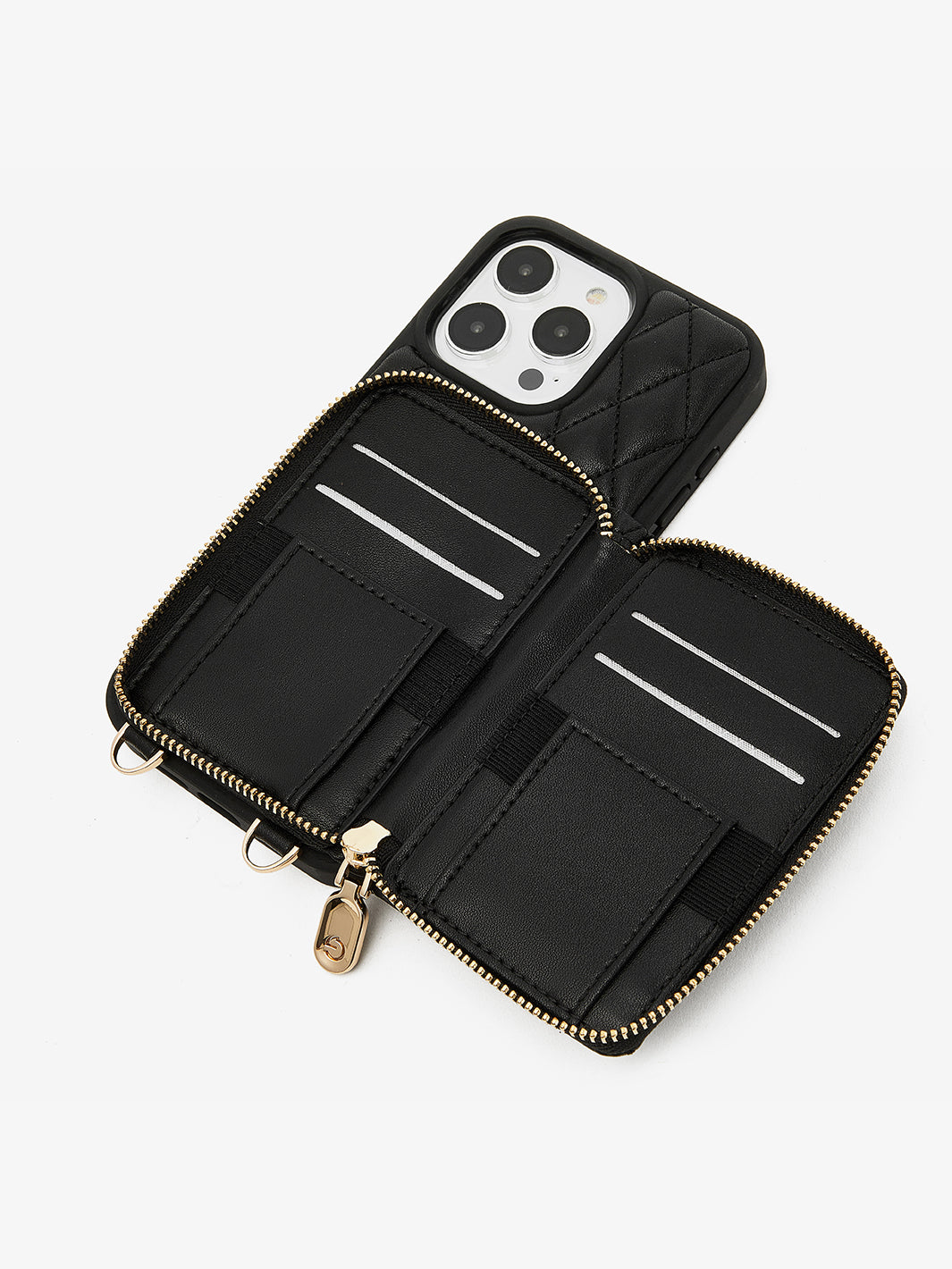Custype wallet phone case with small pouch with crossbody strap in black