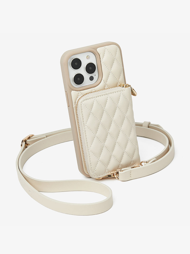 Custype wallet iPhone case with crossbody strap in beige