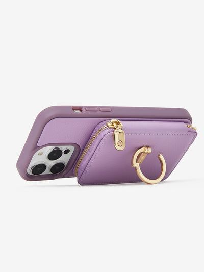 ZipPouch- E-stand Wallet Phone Case in Purple