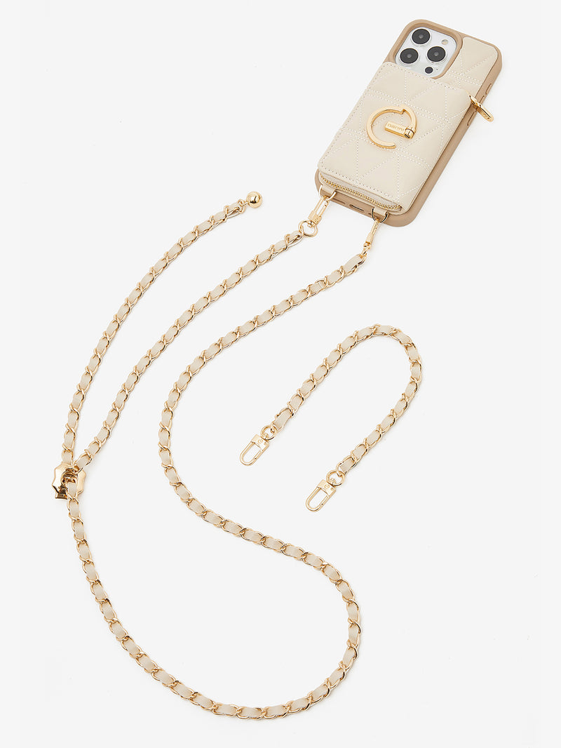 LuxeCharm- Triangle Argyle Phone Case with Chain Leather Strap