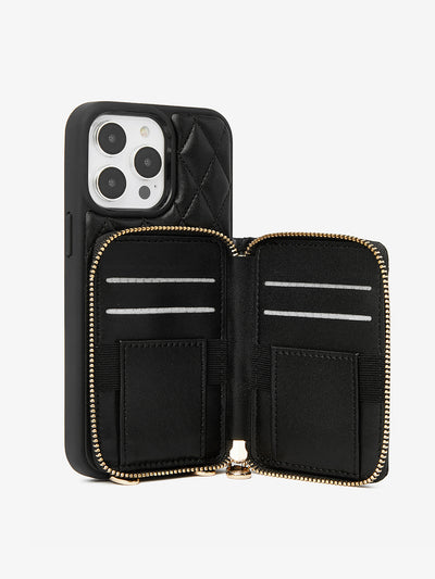Custype wallet phone case with small pouch with crossbody strap in black 