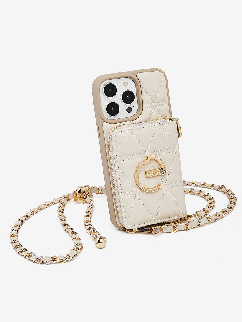 LuxeCharm- Triangle Argyle Phone Case with Chain Leather Strap