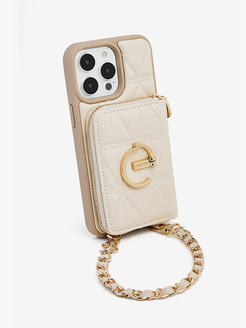 LuxeCharm- Triangle Argyle Phone Case with Chain Leather Strap Wrist band