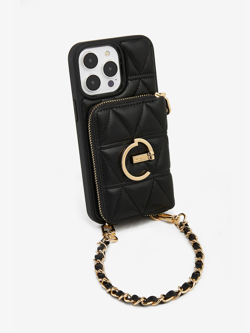 LuxeCharm- Triangle Argyle Phone Case with Chain Leather Strap Wrist band