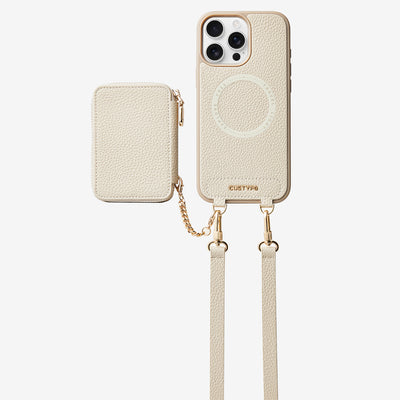 Unique Design Set- Detachable Wireless Charging Crossbody Wallet Phone Case Set-Mobile Phone Cases-DETACHABLE WALLET & PHONE POUCH-Beige-iPhone 16 Pro Max-Custype