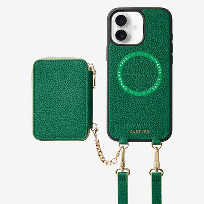 Unique Design Set- Detachable Wireless Charging Crossbody Wallet Phone Case Set-Mobile Phone Cases-DETACHABLE WALLET & PHONE POUCH-Green-iPhone 16 Plus-Custype