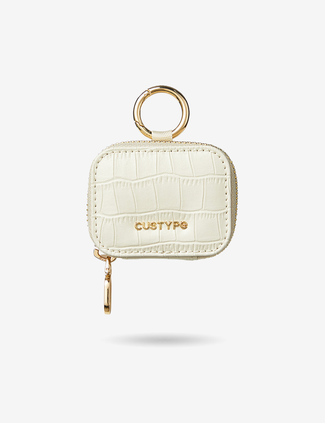 AirPods Pouch- Crocodile Zipper Airpods Case-AirPods case-Lychee Pattern Leather Mini Zip Pouch-Brown-Custype