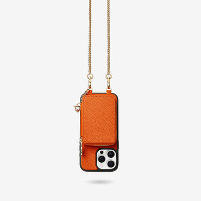 Slim Metal Chain- Removable Magnetic Phone Purse Case with Shoulder Strap-Mobile Phone Cases-DETACHABLE WALLET & PHONE POUCH-Orange-iPhone 16 Pro Max-Custype