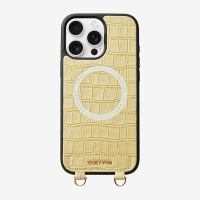 Crocodile Design Set- Wireless Charging Phone Case-Mobile Phone Cases-PHONE CASE & WIRELESS CHARGING-Beige Yellow-iPhone 16 Pro Max-Custype