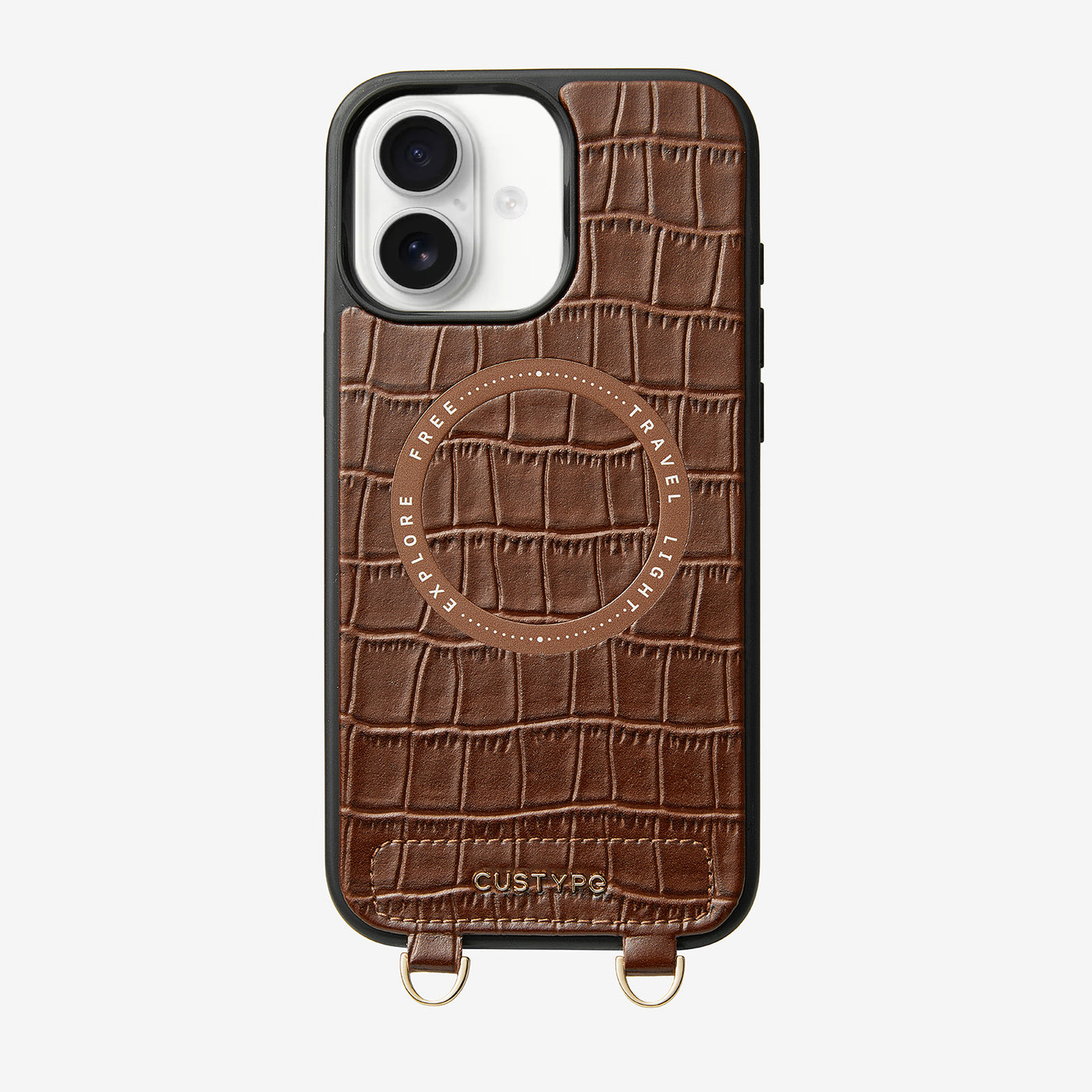 Crocodile Design Set- Wireless Charging Phone Case-Mobile Phone Cases-PHONE CASE & WIRELESS CHARGING-Brown-iPhone 16 Plus-Custype