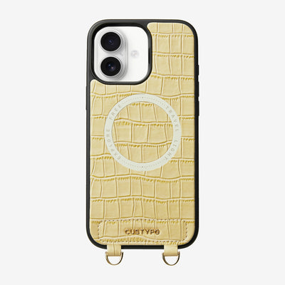 Crocodile Design Set- Wireless Charging Phone Case-Mobile Phone Cases-PHONE CASE & WIRELESS CHARGING-Beige Yellow-iPhone 16 Plus-Custype