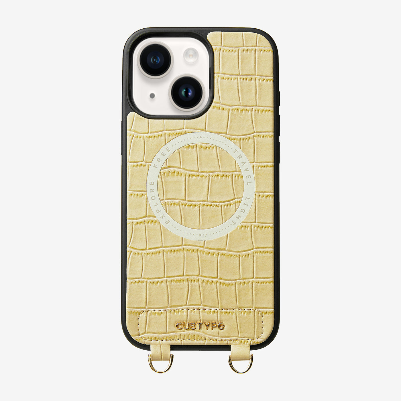 Crocodile Design Set- Wireless Charging Phone Case-Mobile Phone Cases-PHONE CASE & WIRELESS CHARGING-Beige Yellow-iPhone 15 Plus-Custype