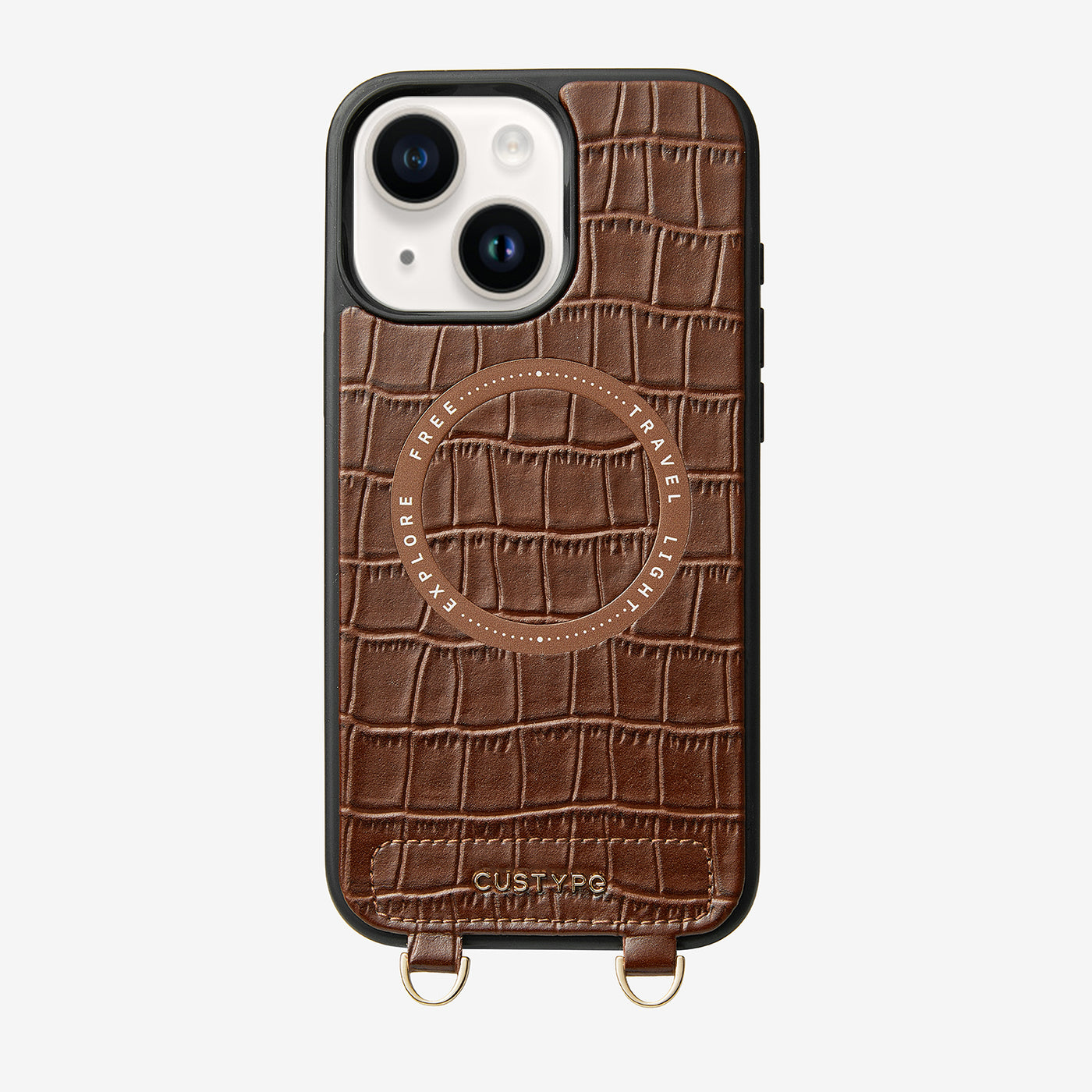 Crocodile Design Set- Wireless Charging Phone Case-Mobile Phone Cases-PHONE CASE & WIRELESS CHARGING-Brown-iPhone 15 Plus-Custype