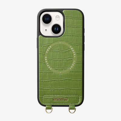 Crocodile Design Set- Wireless Charging Phone Case-Mobile Phone Cases-PHONE CASE & WIRELESS CHARGING-Green-iPhone 15 Plus-Custype