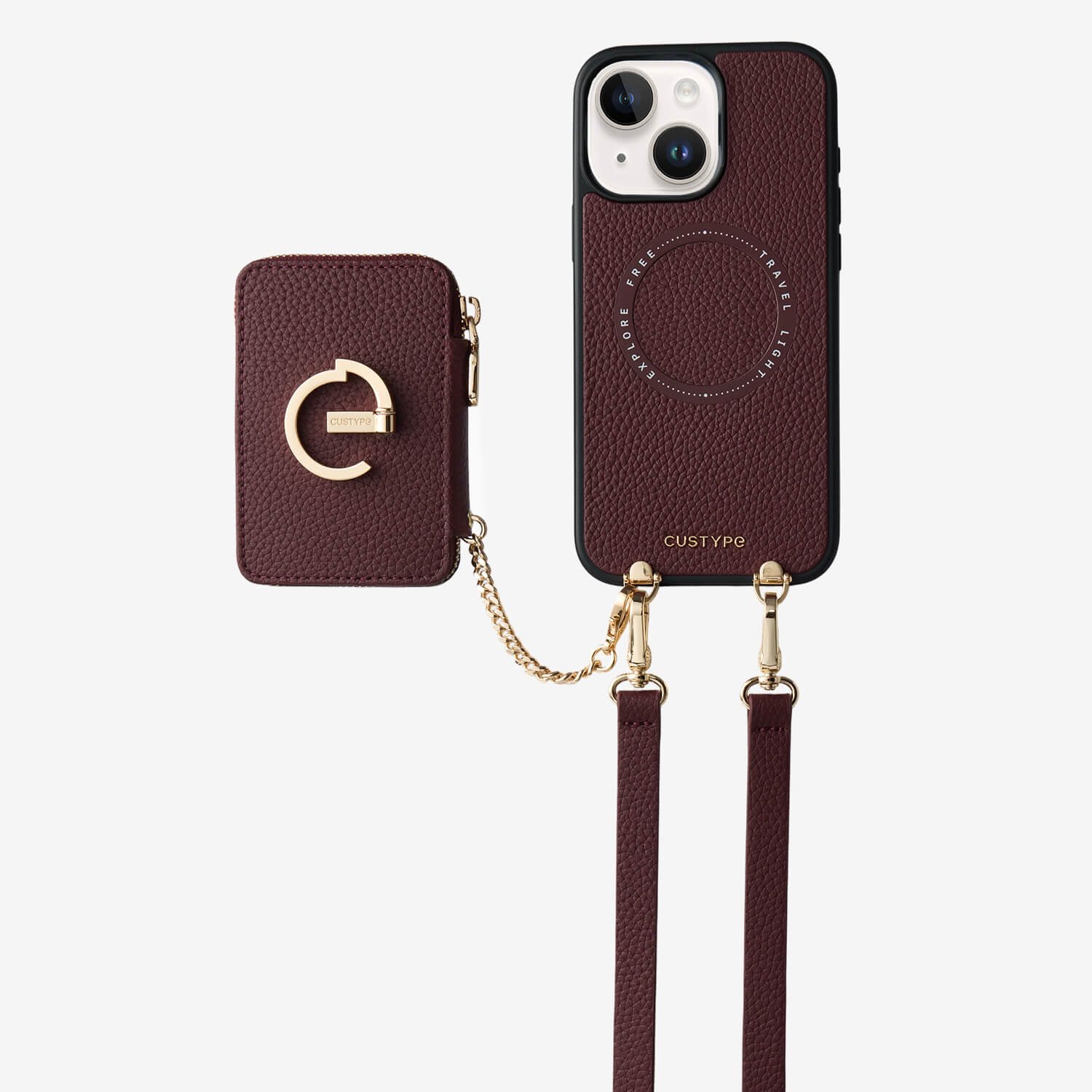 オリジナルデザインセット - 旅行に最適な取り外し可能なMagsafeクロスボディウォレットフォンケースセット - iPhone 15