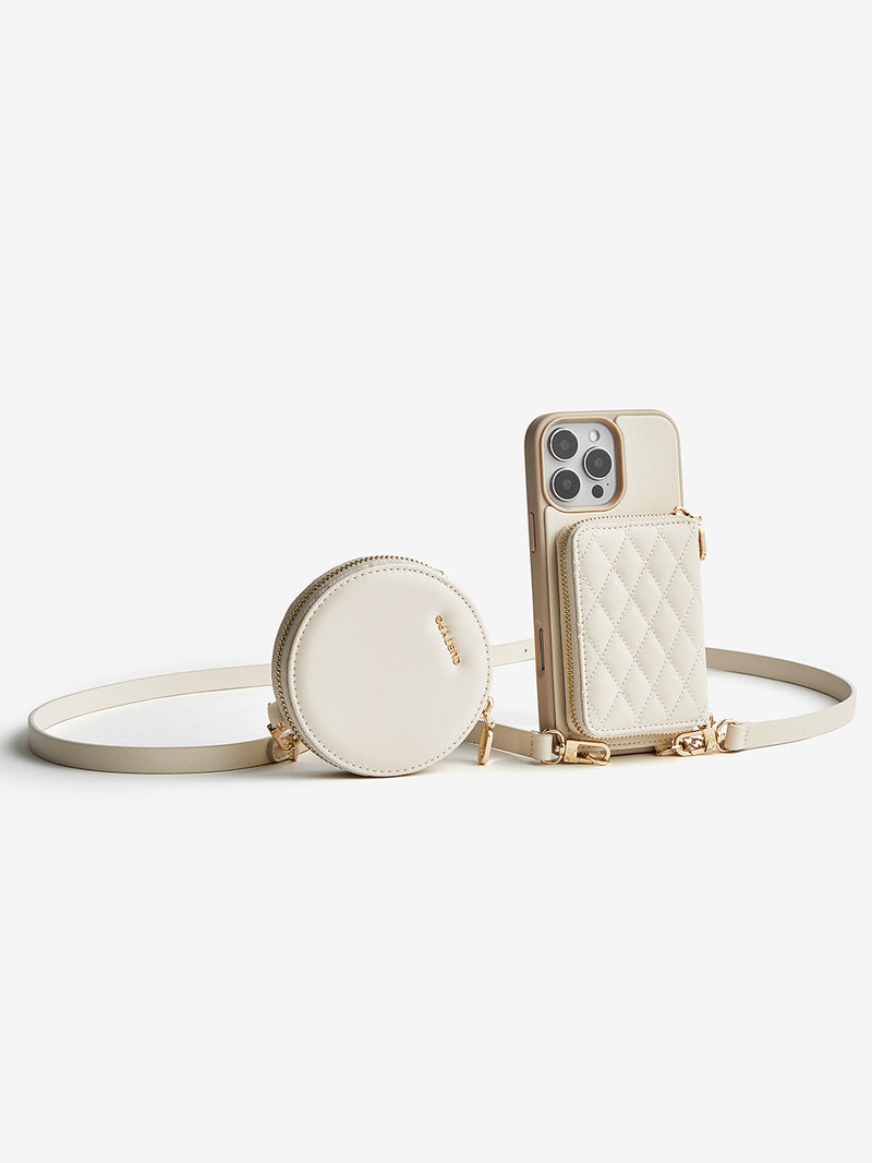 Embroidery Craft Set- Detachable Wireless Charging Crossbody Wallet Phone Case Round Pouch Set-Mobile Phone Cases-DETACHABLE WALLET & ROUND POUCH-Custype