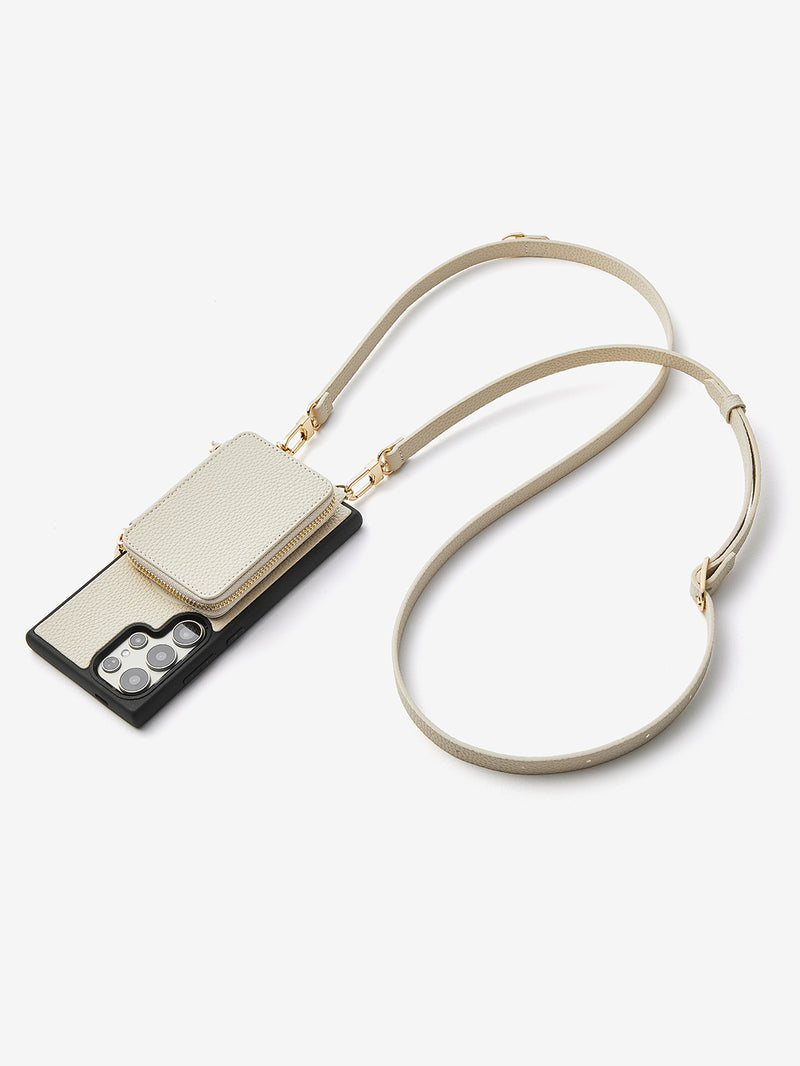 Unique Design Set- Samsung Galaxy Detachable Wireless Charging Phone Case AirPods Pouch Set-Mobile Phone Cases-DETACHABLE WALLET & PHONE POUCH-Beige-Samsung S24 Ultra-Custype