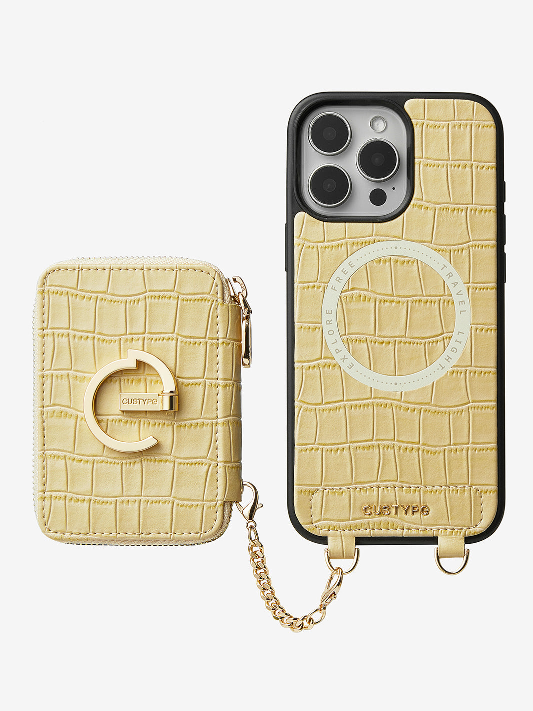 Crocodile Design Set- Detachable Wireless Charging Crossbody E-stand Wallet Phone Case Set-Mobile Phone Cases-DETACHABLE WALLET & WIRELESS CHARGING-Custype