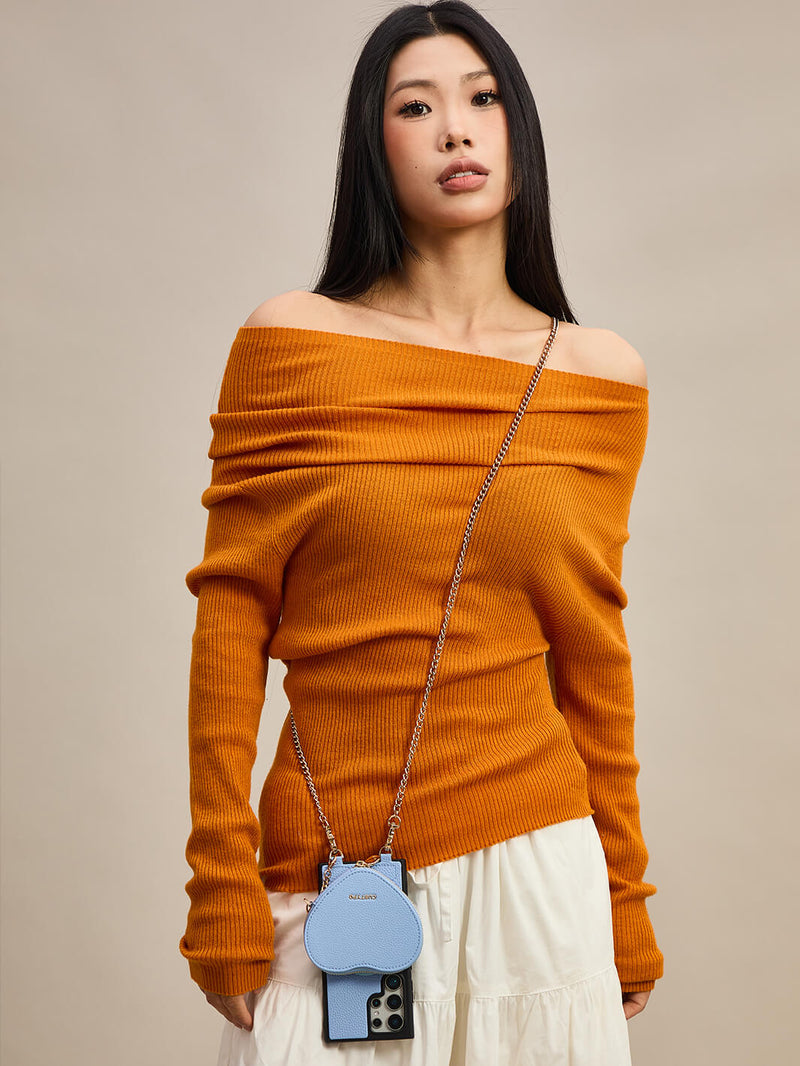 Heart Chain Kit- Samsung Galaxy Crossbody Case with removable Card Organizer-Mobile Phone Cases-DETACHABLE WALLET & WIRELESS CHARGING-Black-Samsung S25 Ultra-Custype