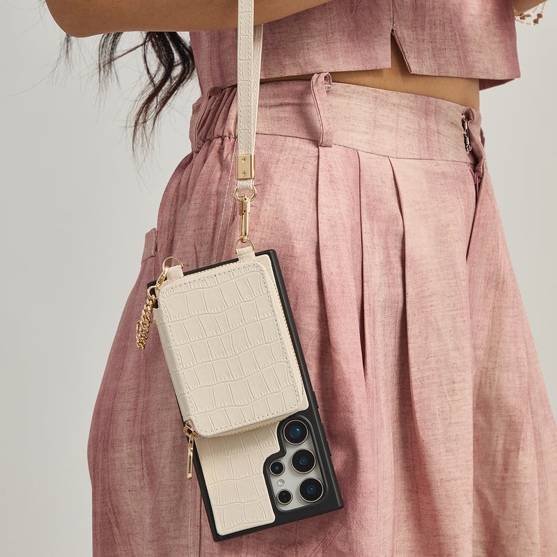 Crocodile Craft Set- Samsung Galaxy Strap Magsafe Compatible Phone Wallet Case with Circle Pouch-Custype