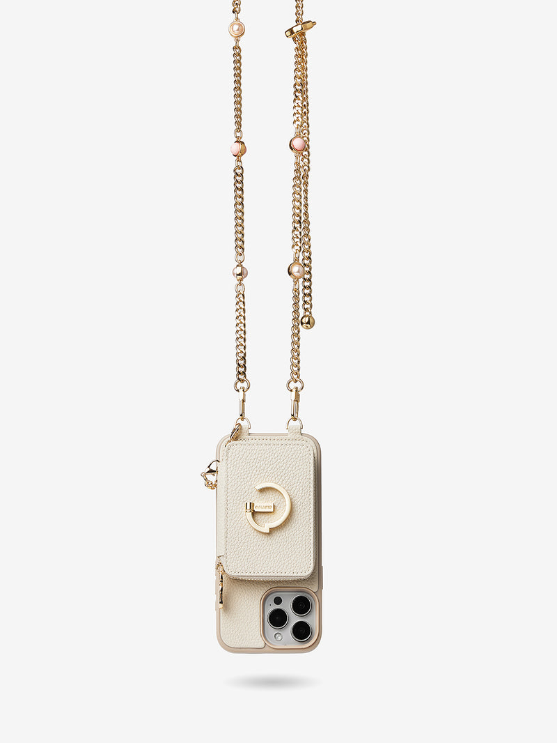 Candy Chain Kit- Magnetic Separable Wallet iPhone Case with Pearl Chain & Grip-Mobile Phone Cases-DETACHABLE WALLET & PHONE POUCH-Green-iPhone 16 Pro Max-Custype