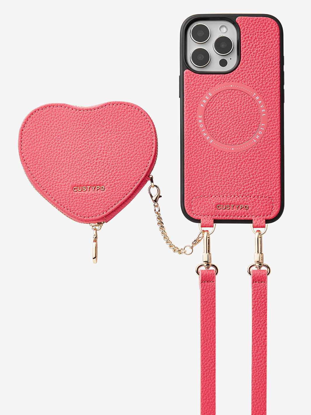 Heart Design Kit- Wireless Charging Crossbody Wallet Phone Case Pouch Set