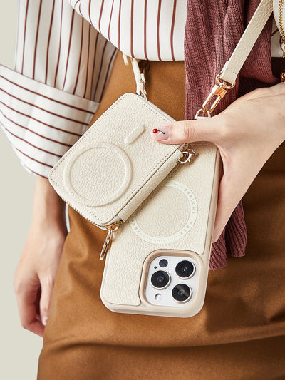 Unique Design Set- Detachable Wireless Charging Crossbody Wallet Phone Case Round Pouch Set-Mobile Phone Cases-DETACHABLE WALLET & ROUND POUCH-Custype