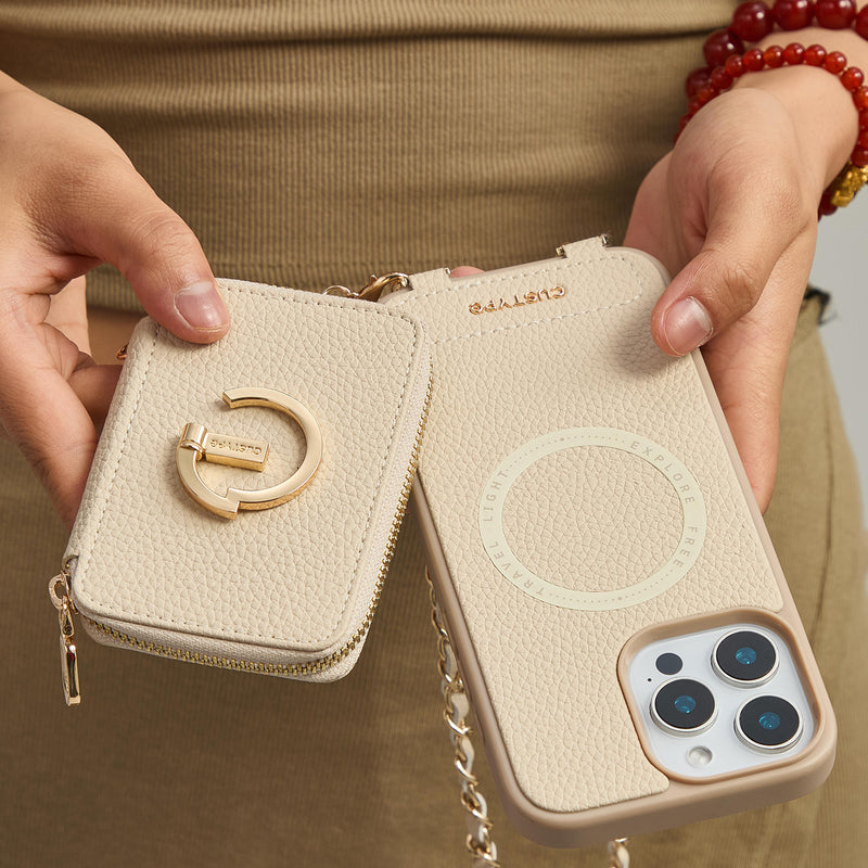 Beige best wallet phone case
